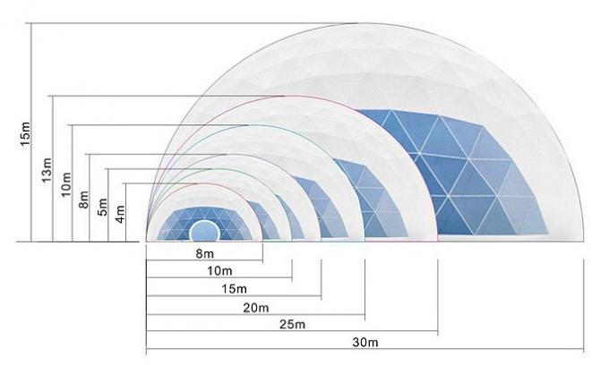 Barraca da abóbada do diâmetro Geodesic do aço 30m grande para eventos exteriores
