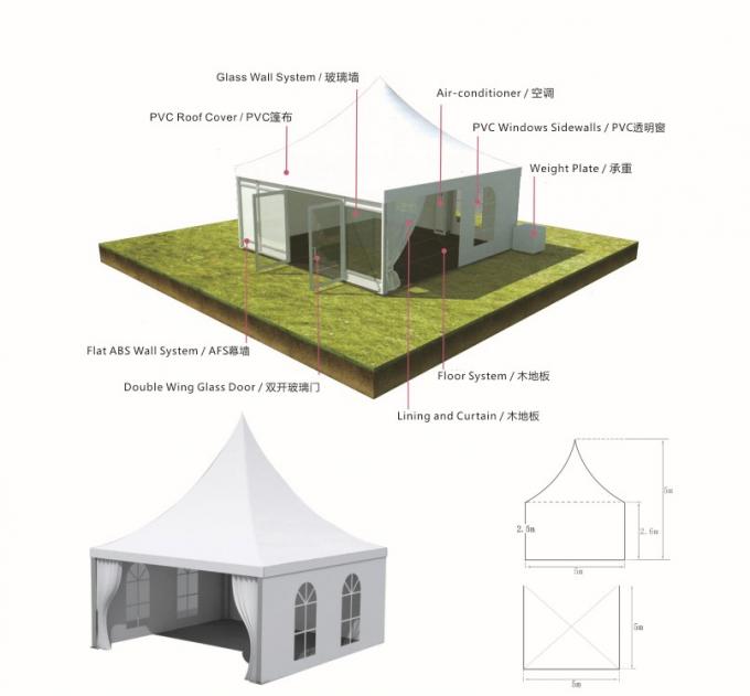 Rasgue a barraca de acampamento luxuosa revestida PVC resistente 5 x 5m do poliéster 850gsm