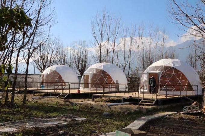 Dobro - barraca de acampamento luxuosa revestida do pvc, barraca amarela pequena da abóbada geodesic para a sala de visitas