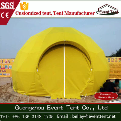 China Dobro - barraca de acampamento luxuosa revestida do pvc, barraca amarela pequena da abóbada geodesic para a sala de visitas fornecedor